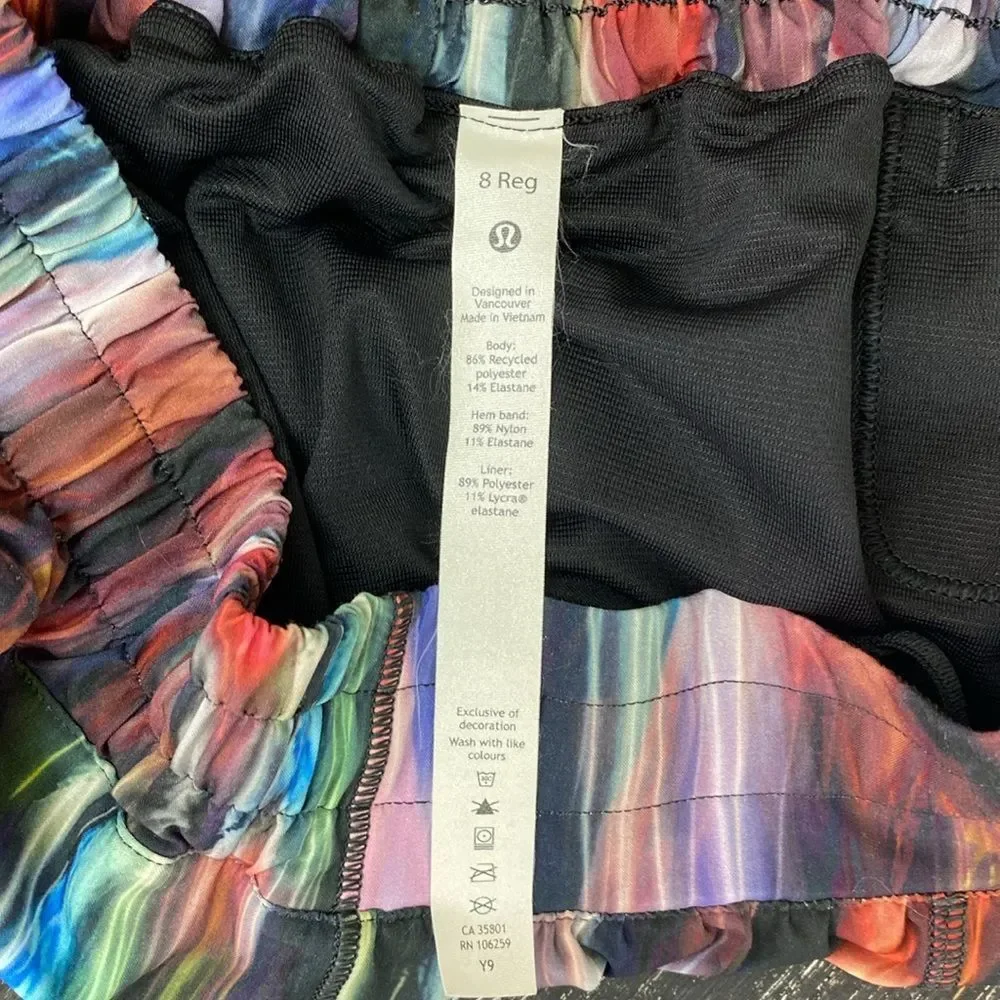 Lululemon Black Multi Color Print Hotty Hot Athletic Sport Shorts 8 - Picture 6 of 8
